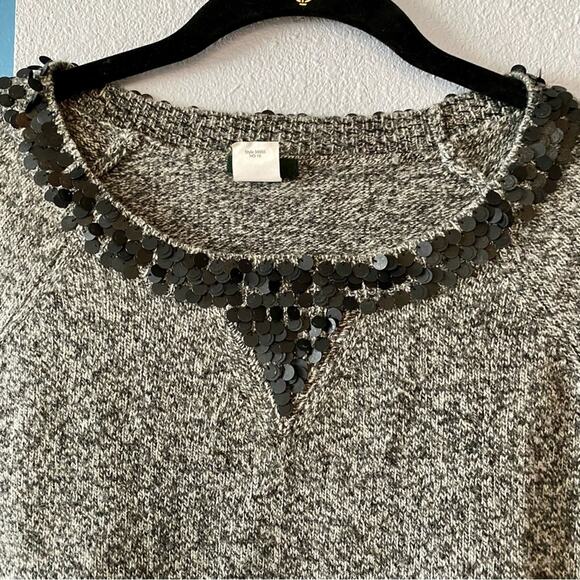 J. Crew Sweaters Gray Lambswool Boyfriend Black sequin crew neck pull over XS - Picture 7 of 9